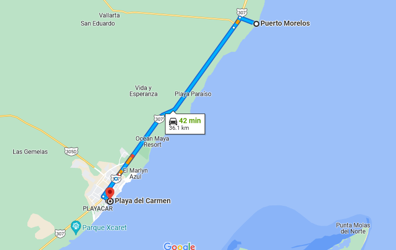 Puerto Morelos to Playa del Carmen